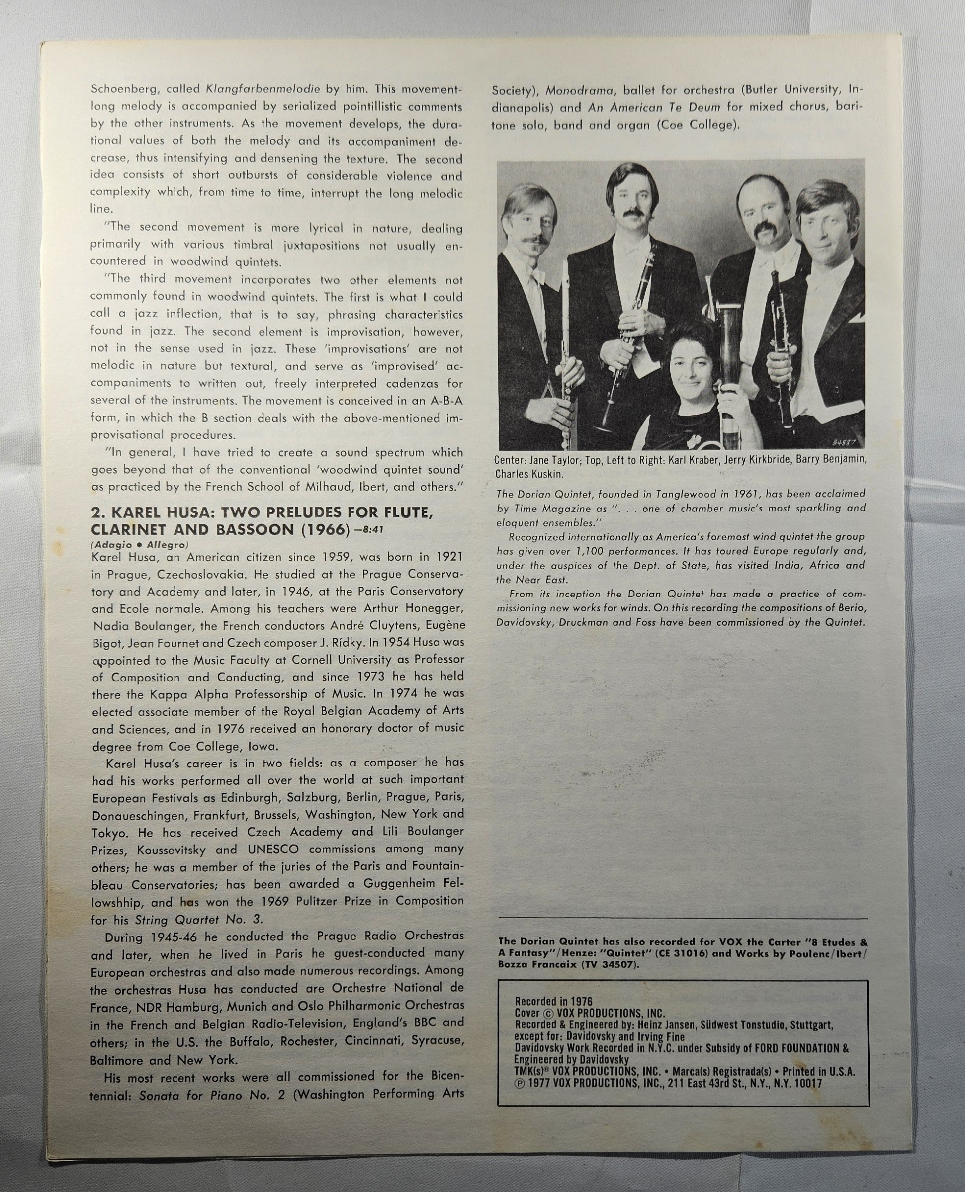 Various - The Avant Garde Woodwind Quintet in the U.S.A. [1977 Used Triple Vinyl LP]