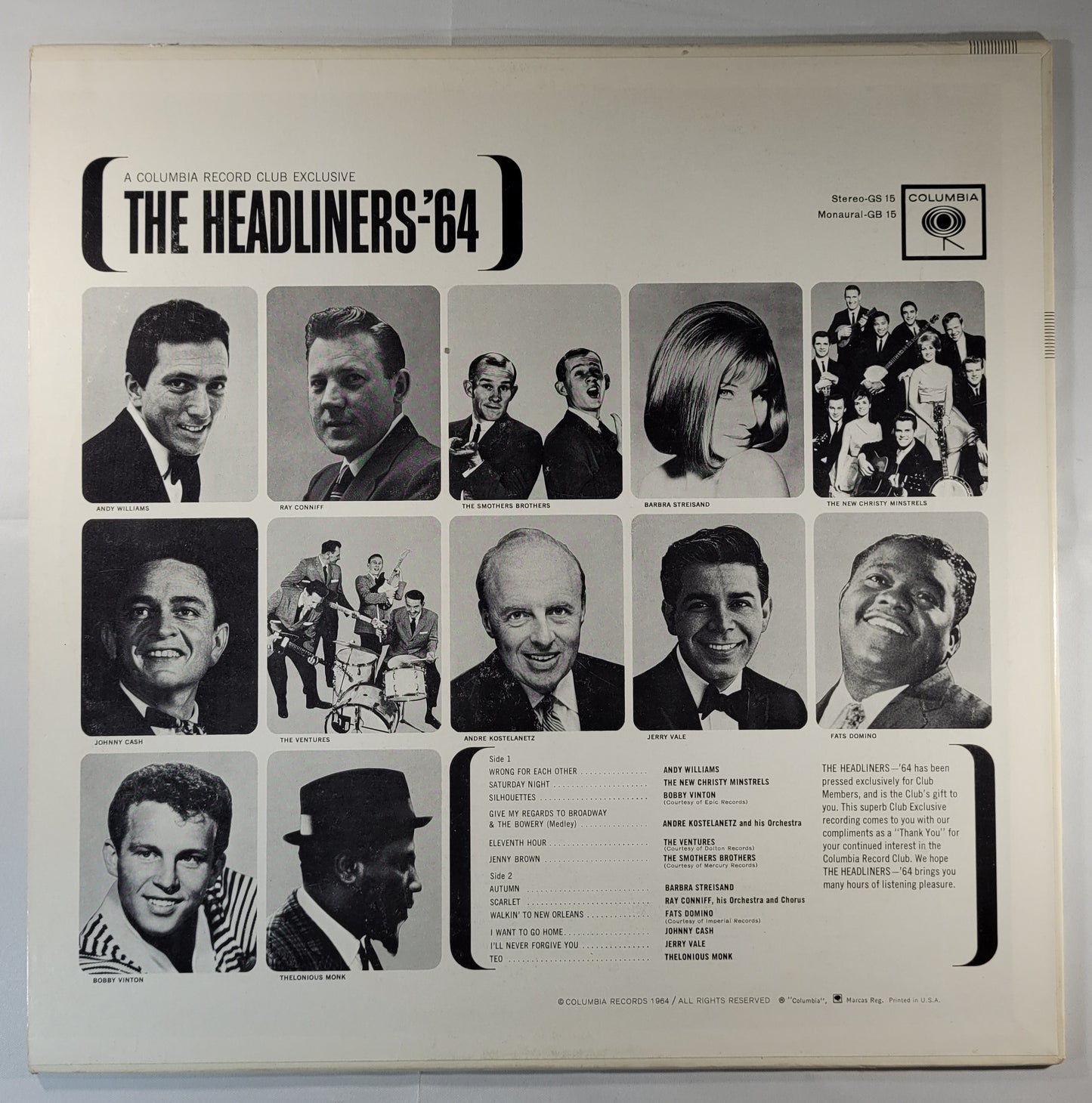 Various - The Headliners '64 [1964 Club Edition Compilation] [Used Vinyl Record LP]