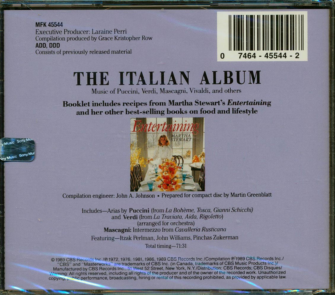 Various - Dinner Classics: The Italian Album [1989 Compilation] [New CD]