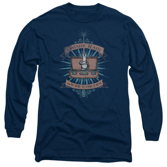 Fantastic Beasts Briefcase Mens Long Sleeve Shirt Navy Officially Licensed