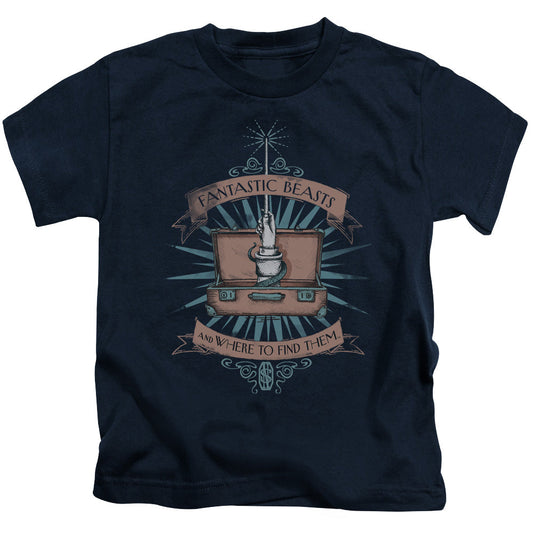 Fantastic Beasts Briefcase Juvenile Kids Youth T Shirt Navy Blue Officially Licensed