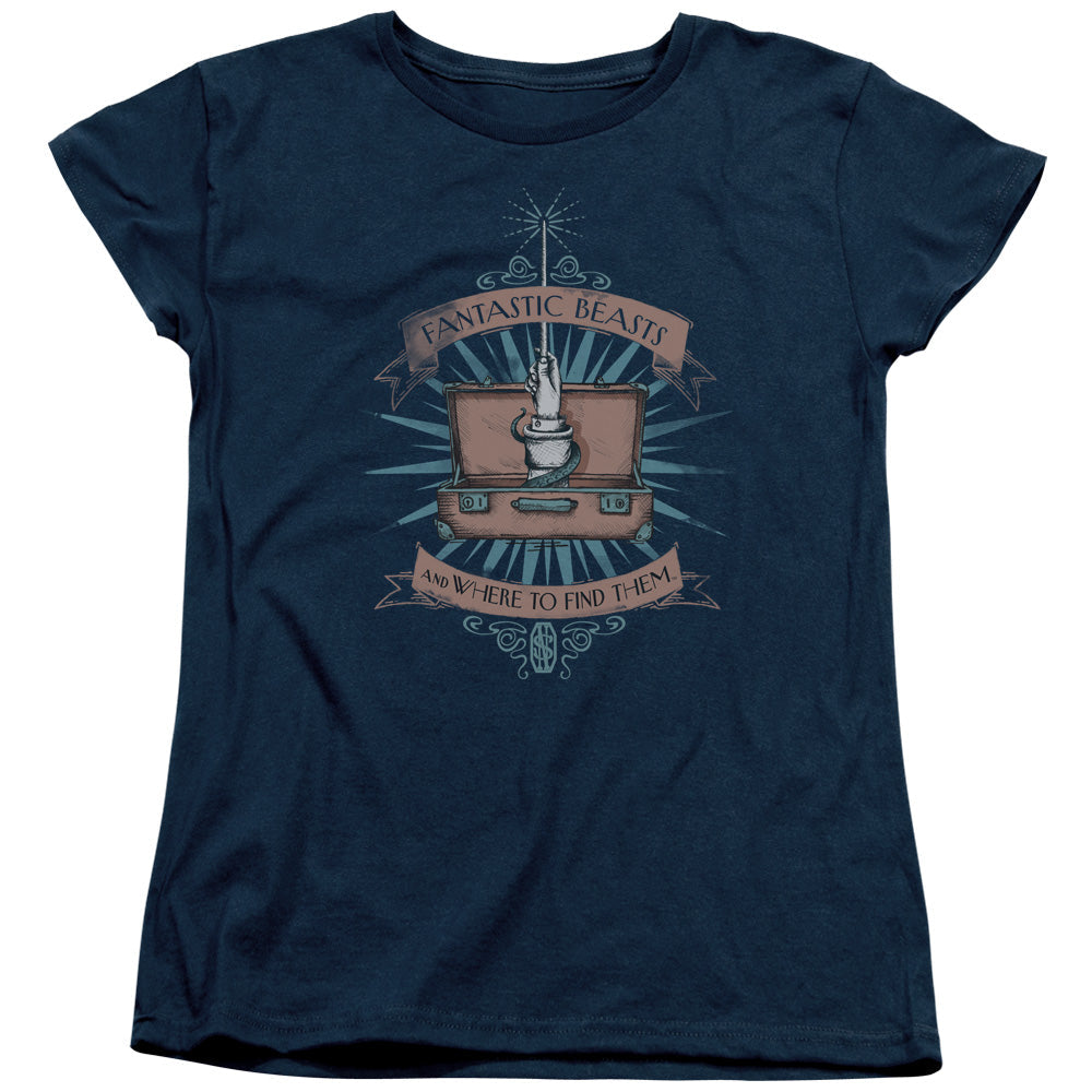 Fantastic Beasts Briefcase Womens T Shirt Navy Blue Officially Licensed