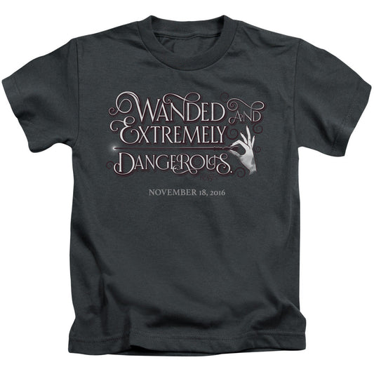 Fantastic Beasts Wanded Juvenile Kids Youth T Shirt Charcoal Officially Licensed