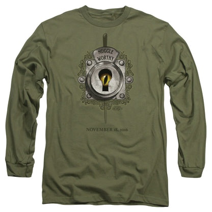 Fantastic Beasts Muggle Worthy Mens Long Sleeve Shirt Military Green Officially Licensed Officially Licensed