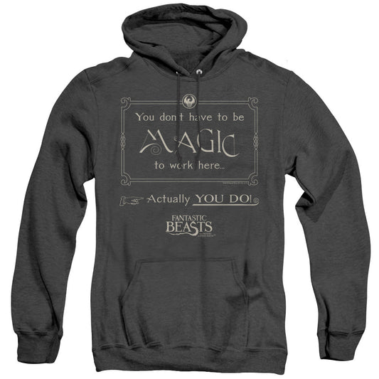 Fantastic Beasts Magic To Work Here Mens Heather Hoodie Black Officially Licensed