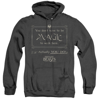 Fantastic Beasts Magic To Work Here Heather Mens Hoodie Black Officially Licensed