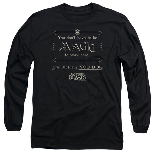 Fantastic Beasts Magic To Work Here Mens Long Sleeve Shirt Black Officially Licensed Officially Licensed