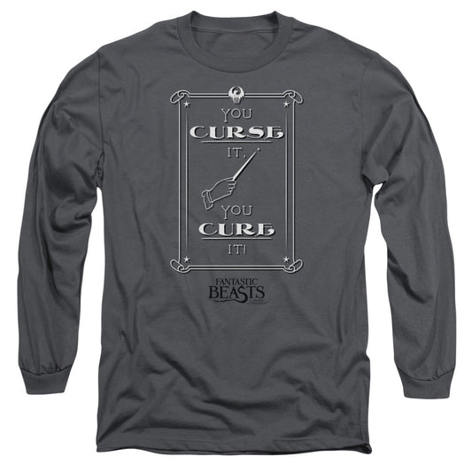 Fantastic Beasts Curse It Mens Long Sleeve Shirt Charcoal Officially Licensed Officially Licensed
