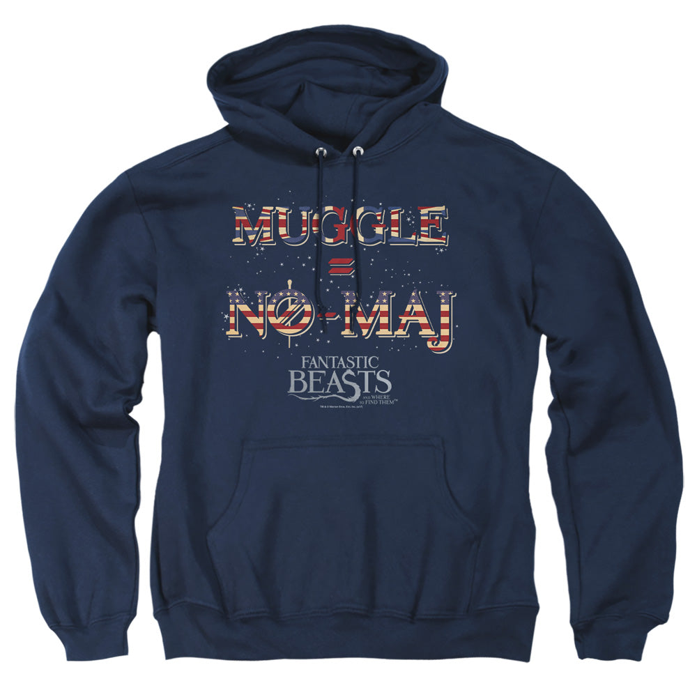 Fantastic Beasts Uk Us No Maj Mens Hoodie Navy Officially Licensed