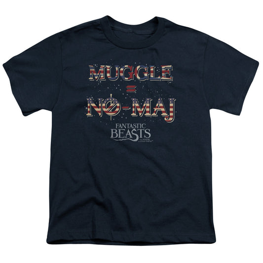 Fantastic Beasts Uk Us No Maj Kids Youth T Shirt Navy Blue Officially Licensed