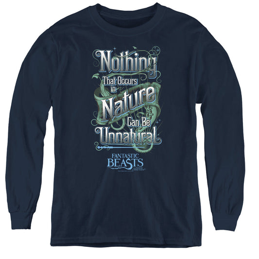 Fantastic Beasts Unnatural Long Sleeve Kids Youth T Shirt Navy Blue Officially Licensed