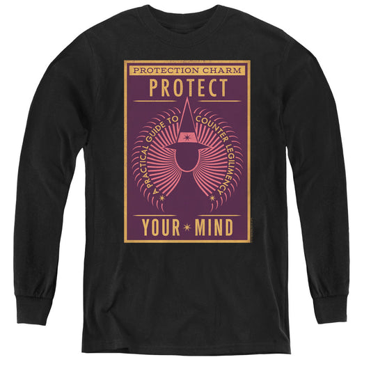 Fantastic Beasts Protect Your Mind Long Sleeve Kids Youth T Shirt Black Officially Licensed