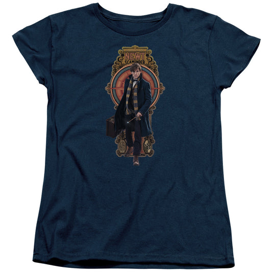 Fantastic Beasts Newt Scamander Womens T Shirt Navy Blue Officially Licensed