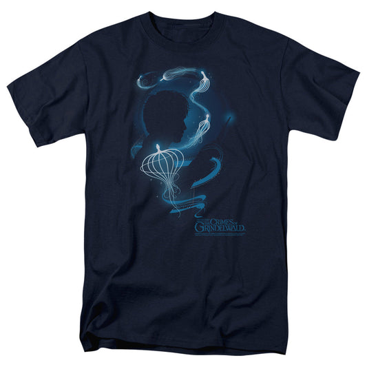 Fantastic Beasts 2 Newt Silhouette Mens T Shirt Navy Blue Officially Licensed