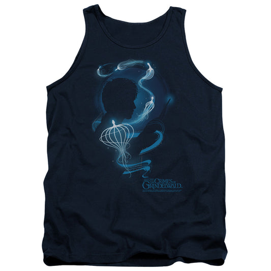 Fantastic Beasts 2 Newt Silhouette Mens Tank Top Shirt Navy Blue Officially Licensed