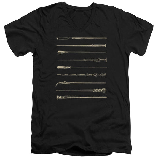 Fantastic Beasts 2 Wands Mens Slim Fit V-Neck T Shirt Black Officially Licensed