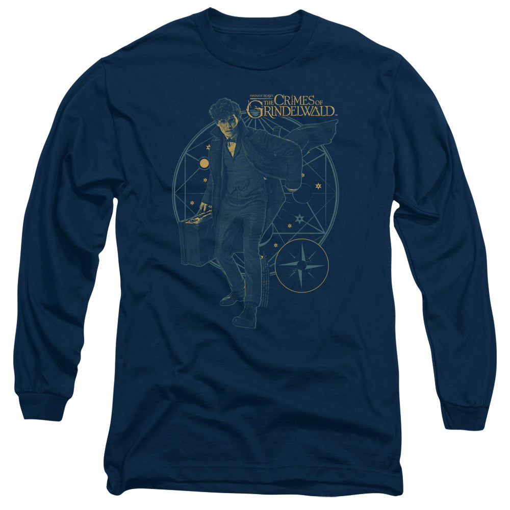 Fantastic Beasts 2 Suitcase Mens Long Sleeve Shirt Navy Officially Licensed