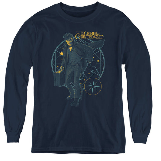 Fantastic Beasts 2 Suitcase Long Sleeve Kids Youth T Shirt Navy Blue Officially Licensed