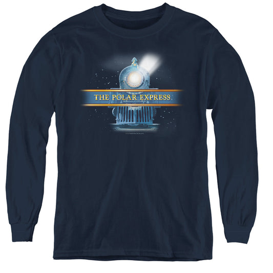 The Polar Express Train Logo Long Sleeve Kids Youth T Shirt Navy Blue Officially Licensed