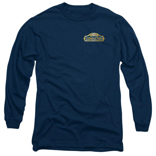 The Polar Express Conductor Mens Long Sleeve Shirt Navy Blue Officially Licensed