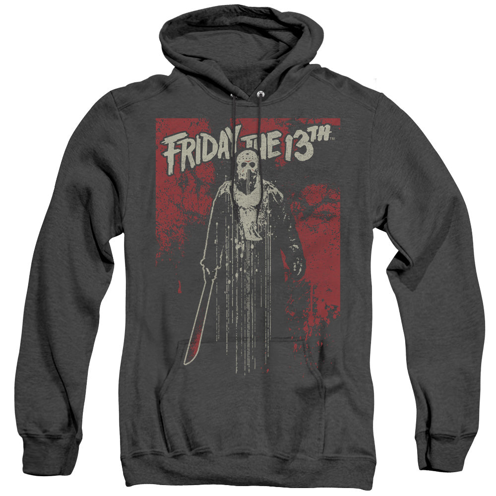 Friday The 13Th Drip Mens Heather Hoodie Black Officially Licensed