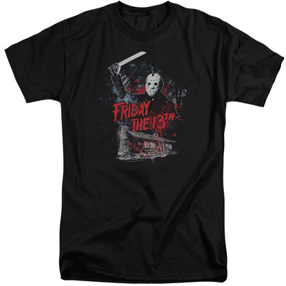 Friday The 13Th Cabin Mens Tall T Shirt Black Officially Licensed