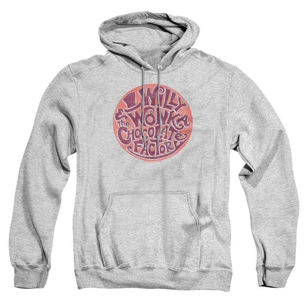 Willy Wonka And The Chocolate Factory Circle Logo Mens Hoodie Athletic Heather Officially Licensed