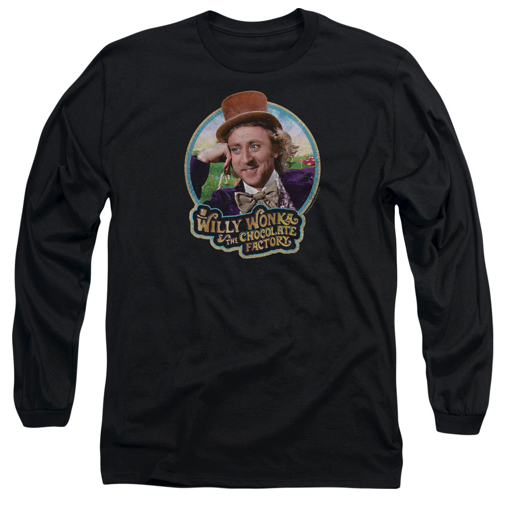 Willy Wonka And The Chocolate Factory Its Scrumdiddlyumptious Mens Long Sleeve Shirt Black Officially Licensed