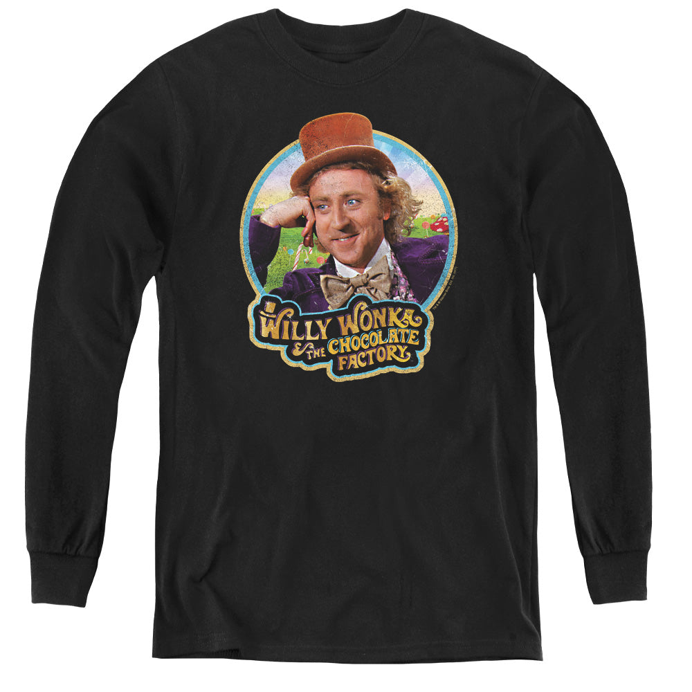 Willy Wonka And The Chocolate Factory Its Scruiddlyumptious Long Sleeve Kids Youth T Shirt Black Officially Licensed