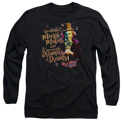 Willy Wonka And The Chocolate Factory Music Makers Mens Long Sleeve Shirt Black Officially Licensed