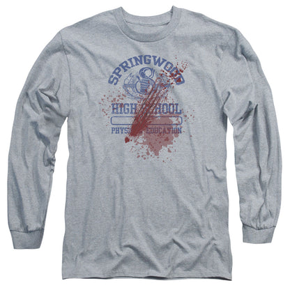 Nightmare On Elm Street Springwood High Victim Mens Long Sleeve Shirt Athletic Heather Officially Licensed