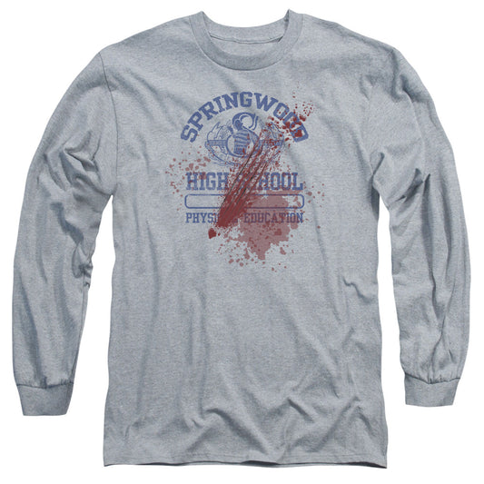 Nightmare On Elm Street Springwood High Victim Mens Long Sleeve Shirt Athletic Heather Officially Licensed