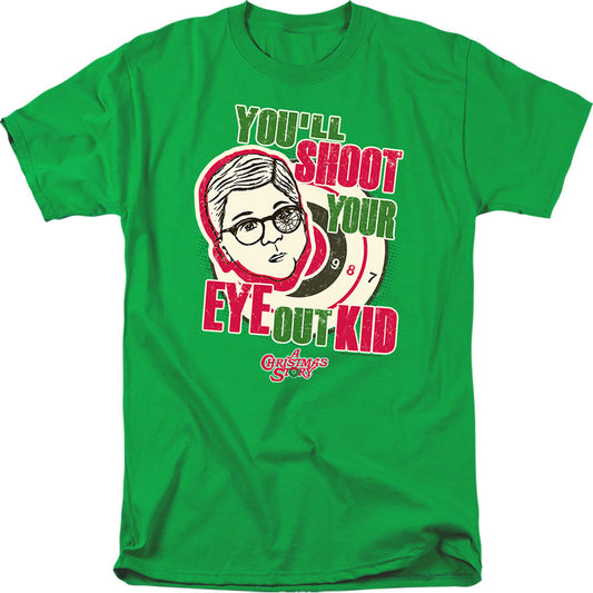 A Christmas Story Youll Shoot Your Eye Out Mens T Shirt Kelly Green Officially Licensed