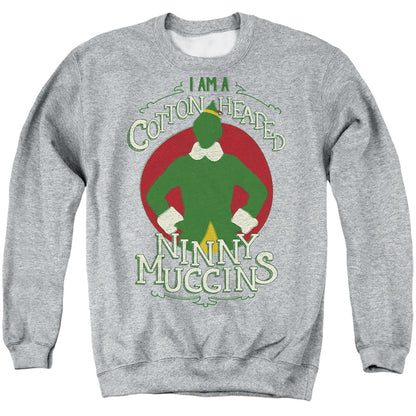 Elf Cotton Headed Mens Crewneck Sweatshirt Athletic Heather