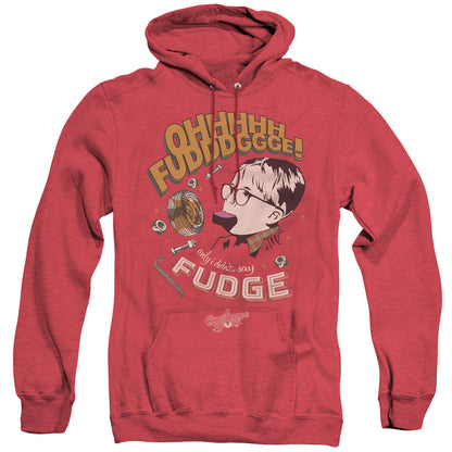 A Christmas Story Fudge Mens Heather Hoodie Red Officially Licensed