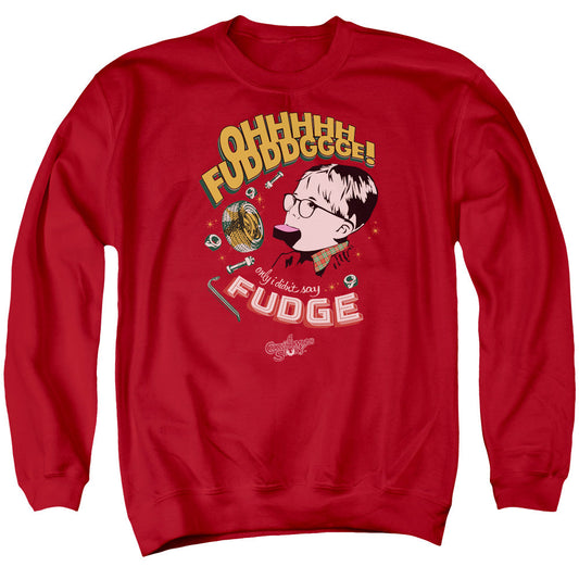 A Christmas Story Fudge Mens Crewneck Sweatshirt Red Officially Licensed