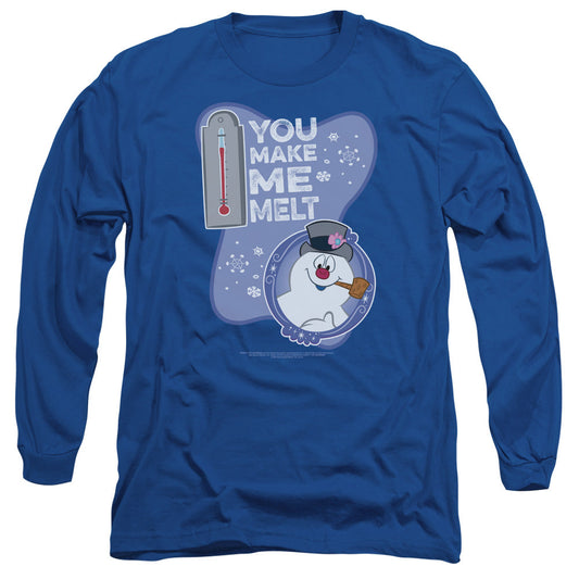 Frosty The Snowman Melt Mens Long Sleeve Shirt Royal Officially Licensed
