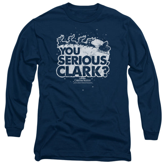 Christmas Vacation You Serious Clark Mens Long Sleeve Shirt Navy Blue Officially Licensed