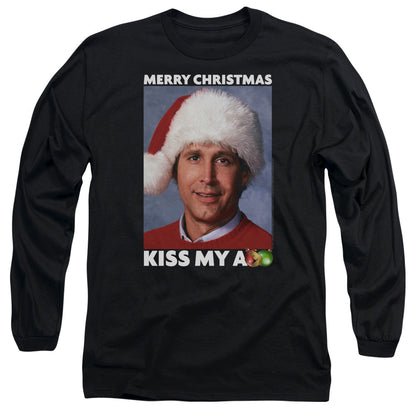 Christmas Vacation Merry Kiss Mens Long Sleeve Shirt Black Officially Licensed Officially Licensed
