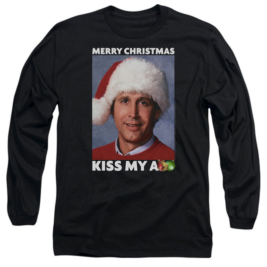 Christmas Vacation Merry Kiss Mens Long Sleeve Shirt Black Officially Licensed Officially Licensed