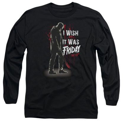 Friday The 13Th I Wish It Was Friday Mens Long Sleeve Shirt Black Officially Licensed Officially Licensed