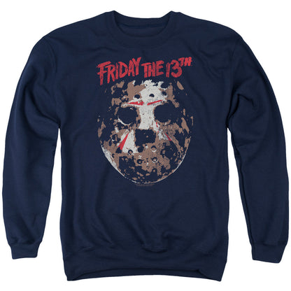 Friday The 13Th Rough Mask Mens Crewneck Sweatshirt Navy