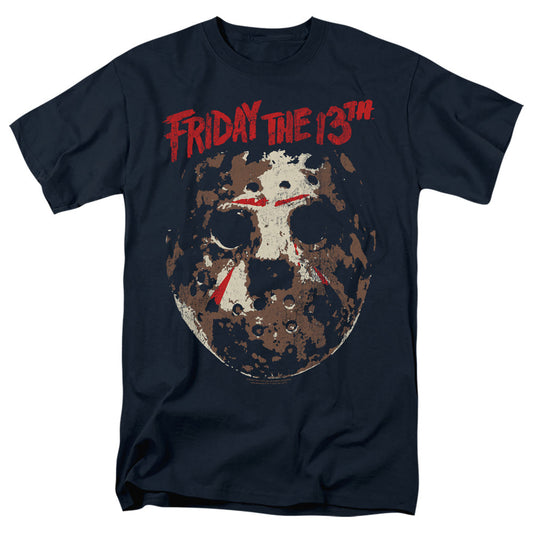 Friday The 13Th Rough Mask Mens T Shirt Navy Officially Licensed
