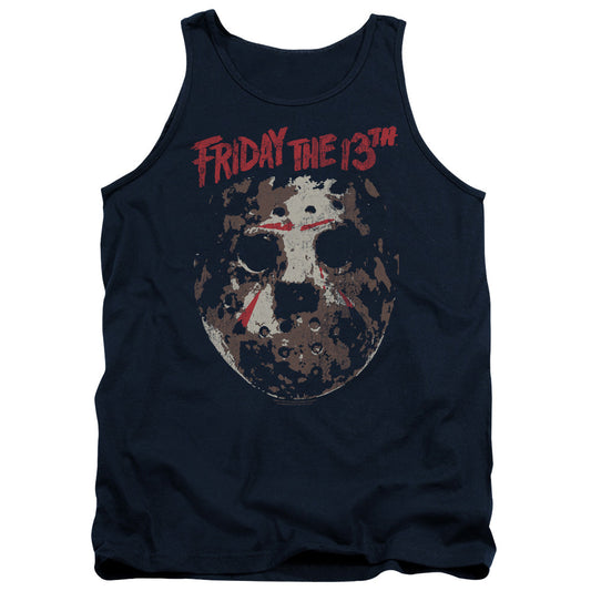 Friday The 13th Rough Mask Mens Tank Top Shirt Navy Blue Officially Licensed