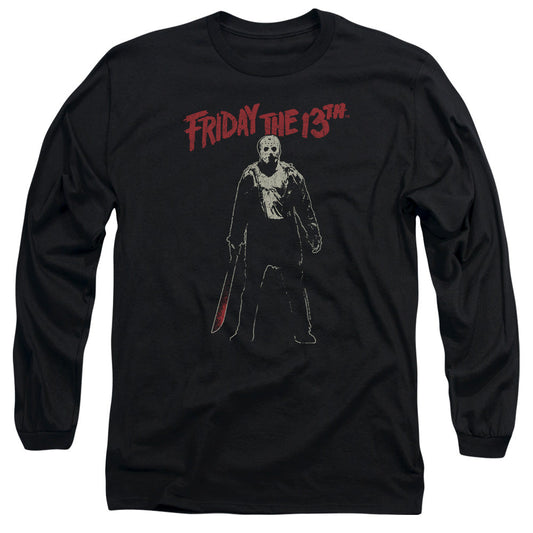 Friday The 13Th Chchch Ahahah Mens Long Sleeve Shirt Black Officially Licensed Officially Licensed