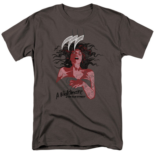 Nightmare On Elm Street Illustrated European Poster Mens T Shirt Charcoal Officially Licensed