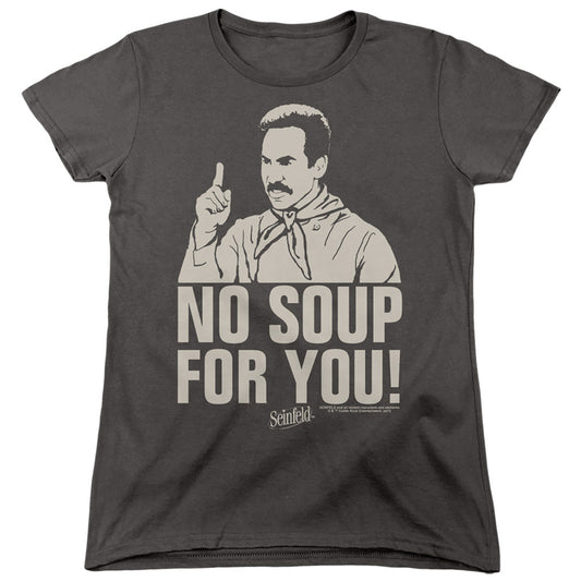 Seinfeld No Soup Womens T Shirt Charcoal Officially Licensed