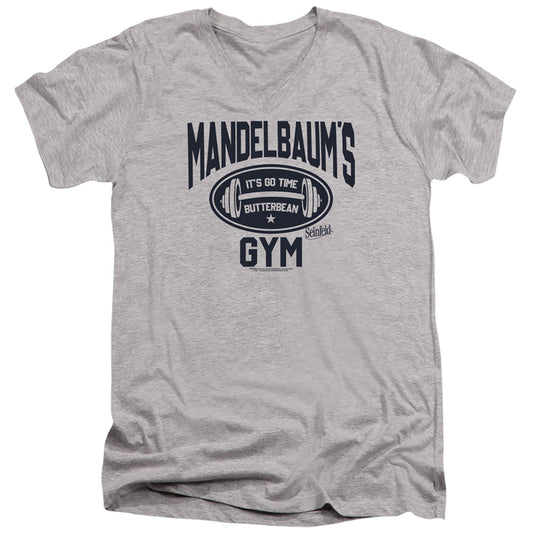 Seinfeld Madelbaum'S Gym Mens Slim Fit V-Neck T Shirt Athletic Heather Officially Licensed