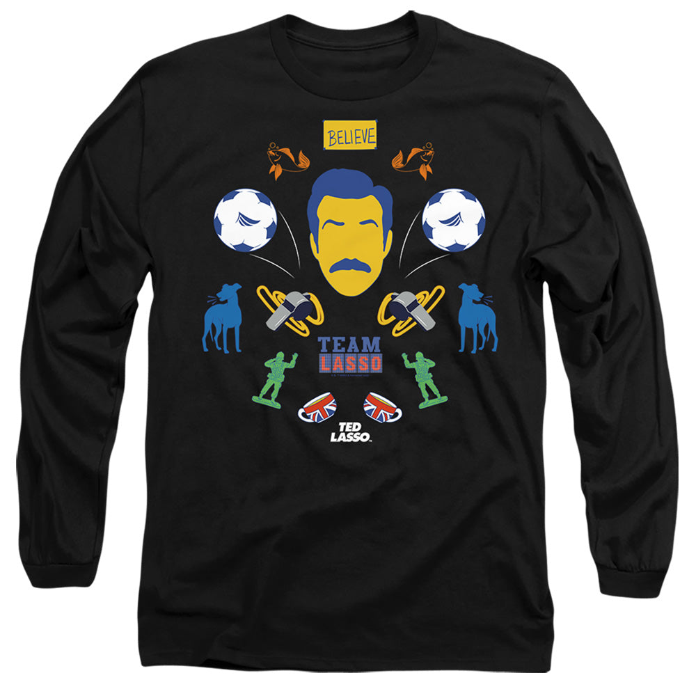 Ted Lasso Ted Lasso Icon Collage Mens Long Sleeve Shirt Black Officially Licensed