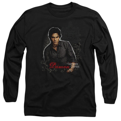 Vampire Diaries Damon Mens Long Sleeve Shirt Black Officially Licensed